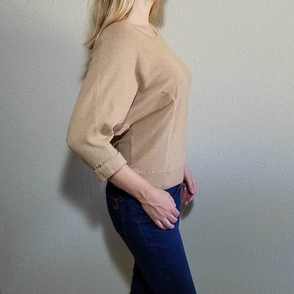 CHICO'S CAMEL BEIGE TAN SWEATER SZ 1 = MEDIUM - Picture 3 of 6